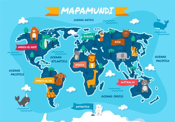 Mapamundi infantil en español